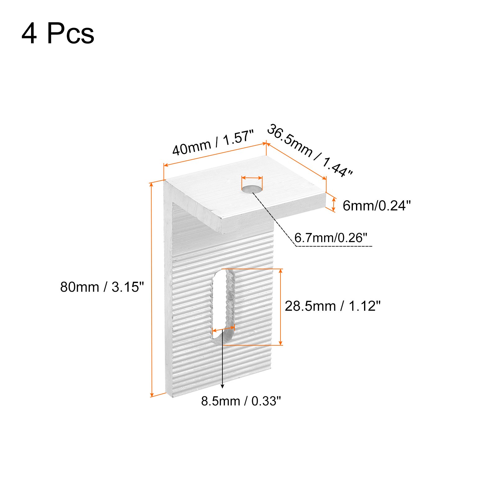Solar Panel Mounting Brackets Aluminum Alloy 6.7mm Diameter Pack of 4