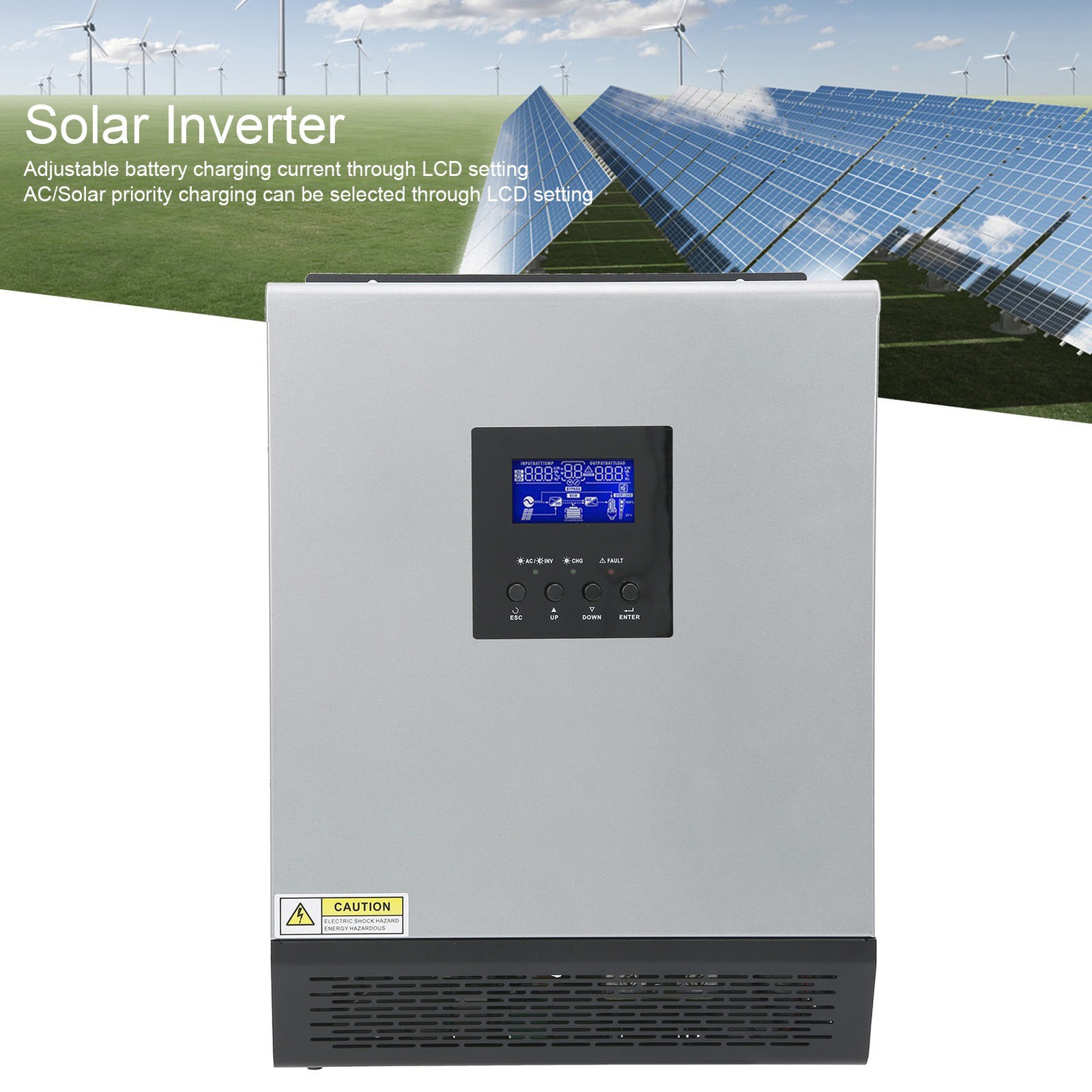 2400W PWM Solar Inverter 3KVA 24V DC 120V AC Multifunctional Battery Charger