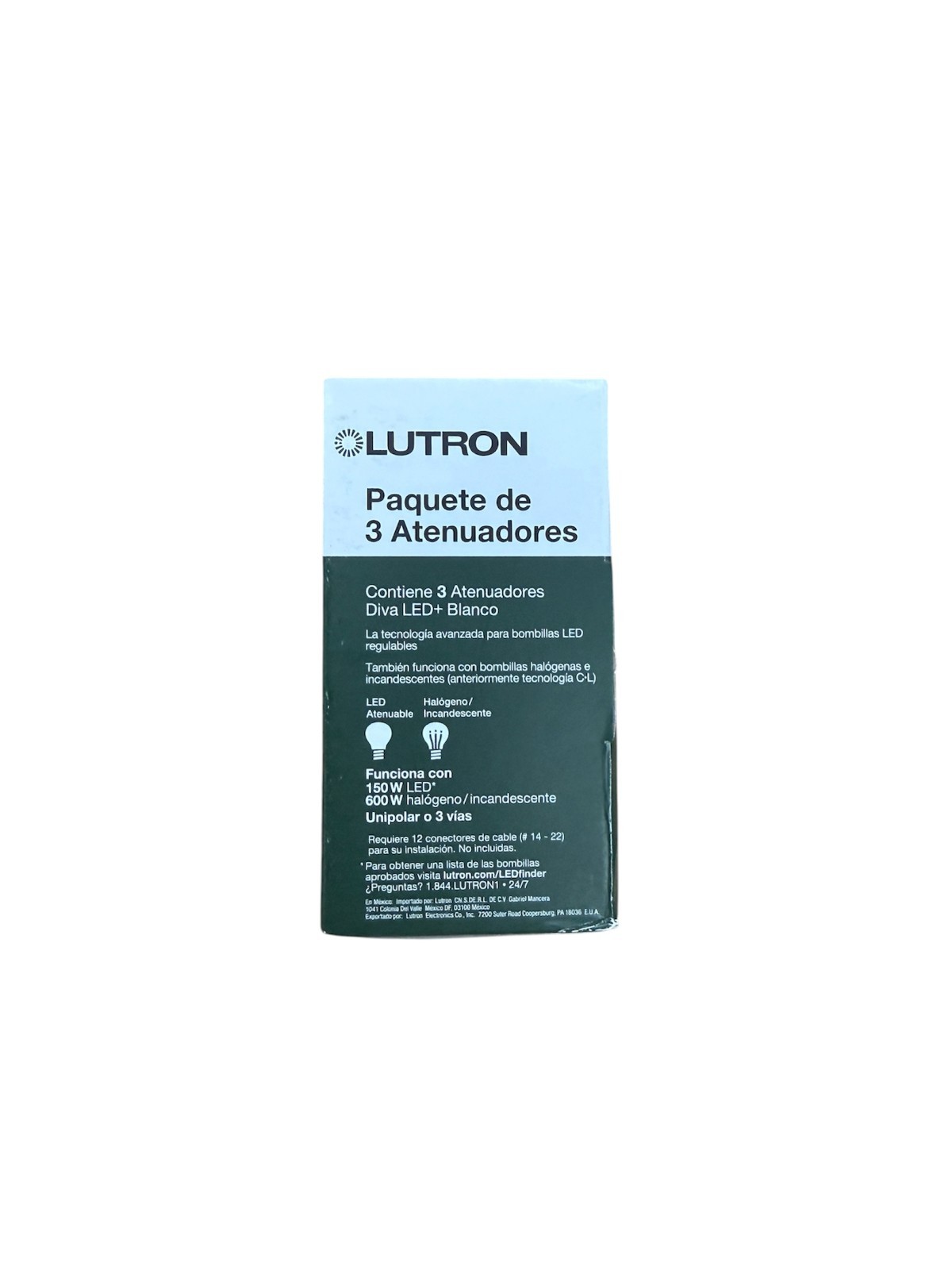 Lutron Diva Dimmer Switch DVCL-153P-WH-3 LED 150W 3-Way White 3-Pack Wallplate
