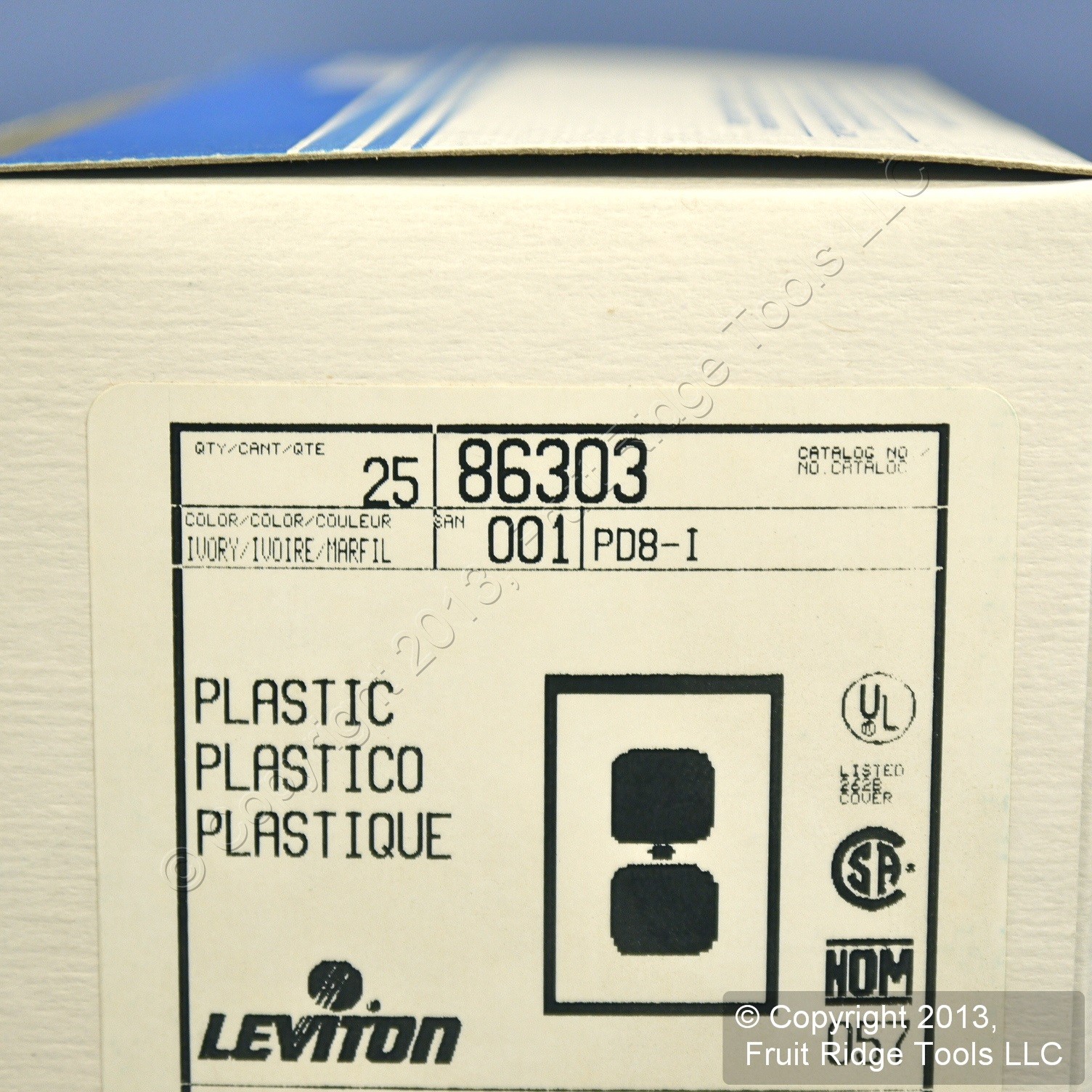 Leviton 86303 Ivory 1-Gang Duplex Outlet Plastic X-Deep Wallplate Covers 25pcs