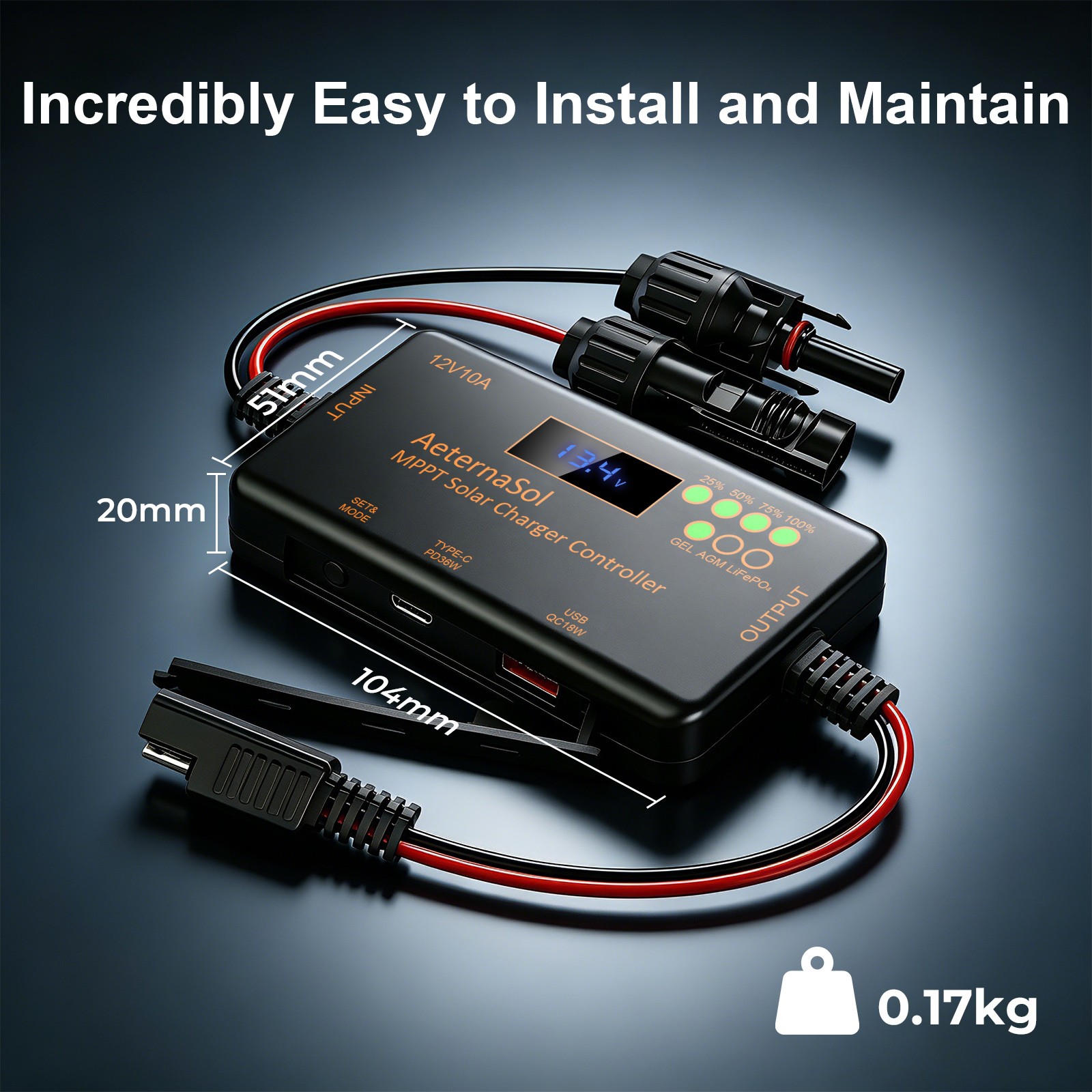 10A MPPT Solar Charge Controller 12V mini Battery PV Regulator LCD for LiFePO4