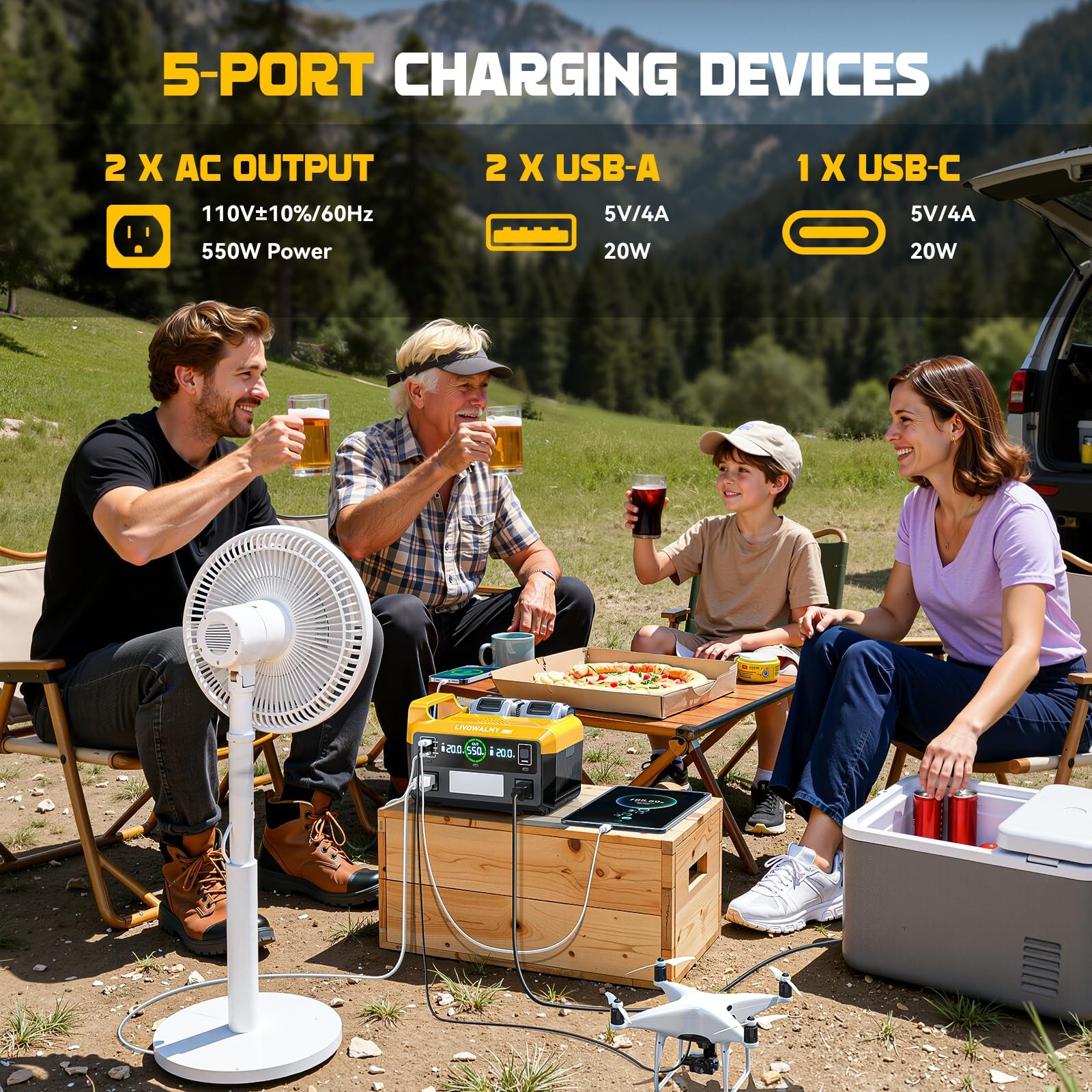 550W Power Station Compatible with Dewalt: LIVOWALNY Portable Generator DC