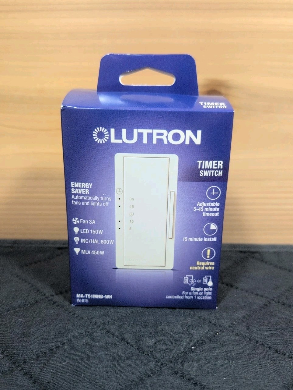 Lutron Maestro Indoor Countdown Timer Switch, 3A Fan/150W LED (MA-T51MNB-WH)