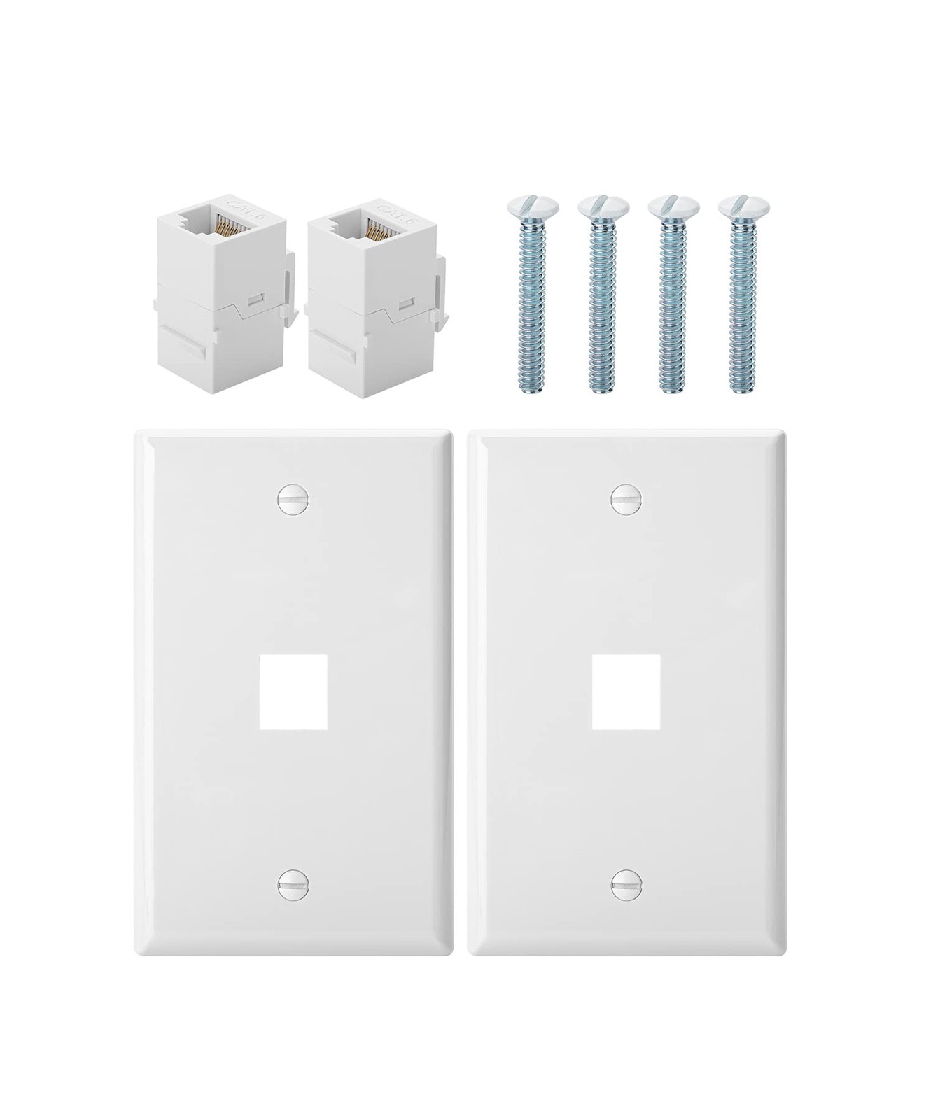 Bates 1 Port Ethernet Wall Plate, 2 Pack with 2 Pcs of Cat6 Keystone Jack, Et…