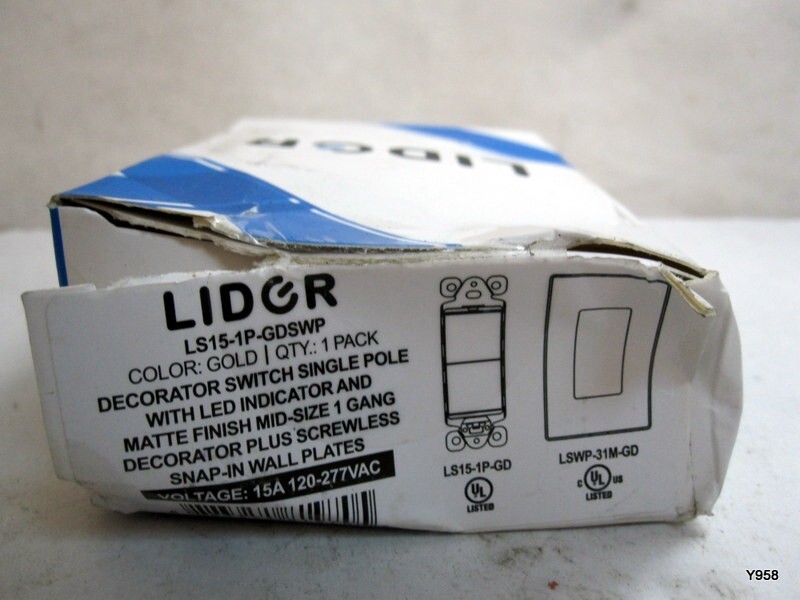 LIDER Minimalist Design Matte Finish Lighted Decorator Switch Gold LS15-1P