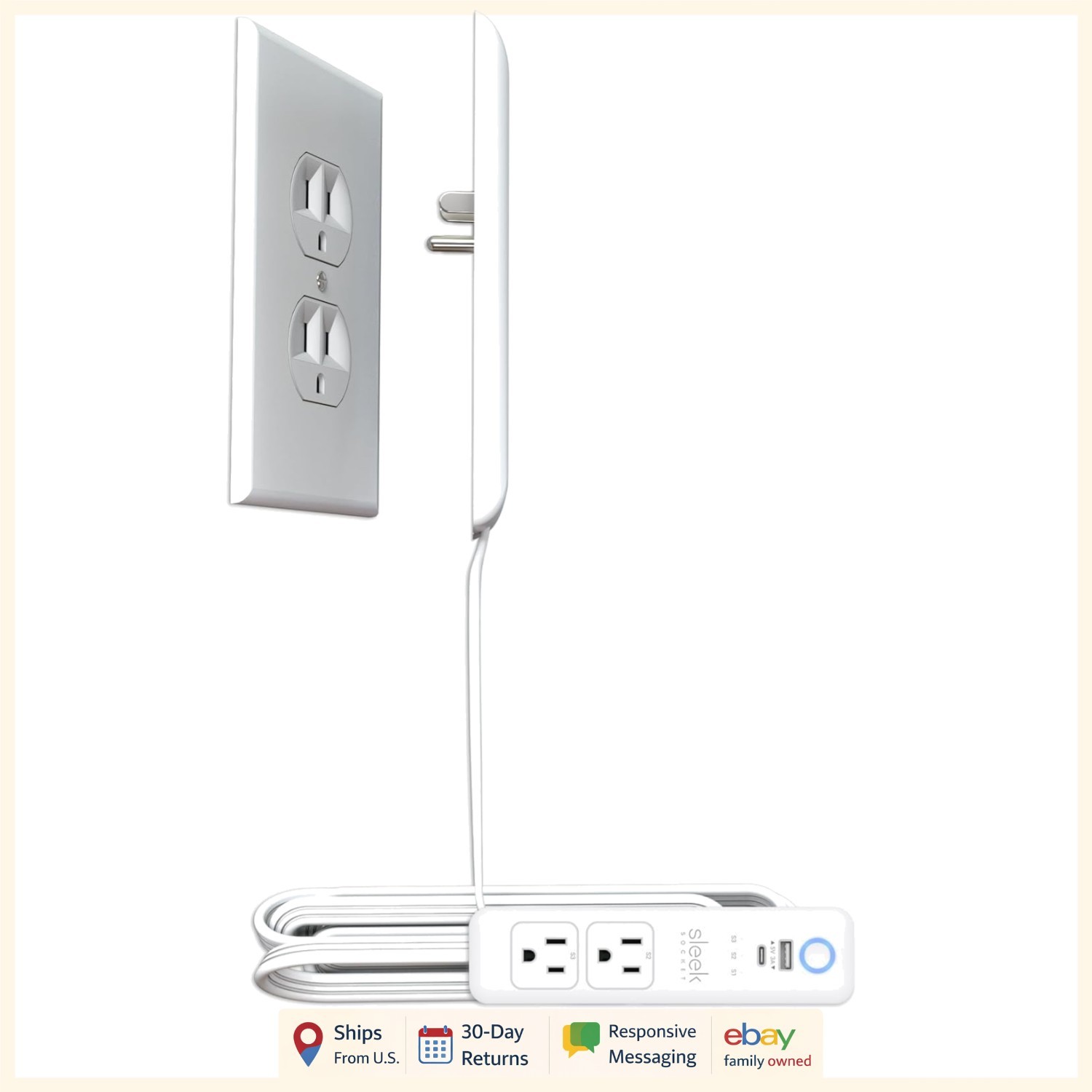 Wi-Fi Smart Outlet Concealer with App Control and Voice Assistant Compatibility