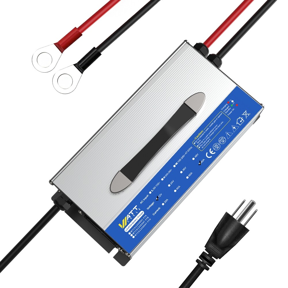 WattCycle 12V 14.6V 80A Lithium Battery Charger Aluminum Shell Trolling Motor