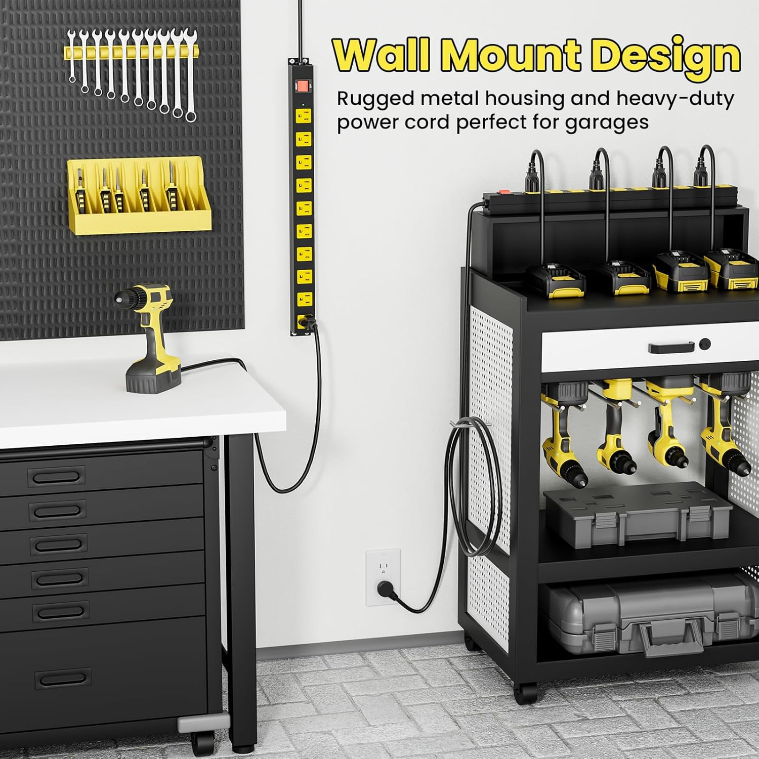 10 Outlet Metal Power Strip with 2100J Surge Protector, Heavy Duty 6FT Extension