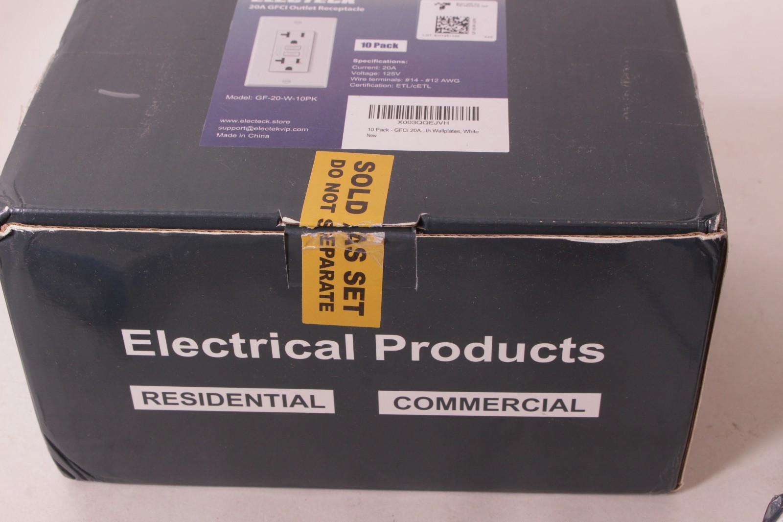 10-pack white electeck 20A GFCI outlet receptacles GF-20-W-10pk