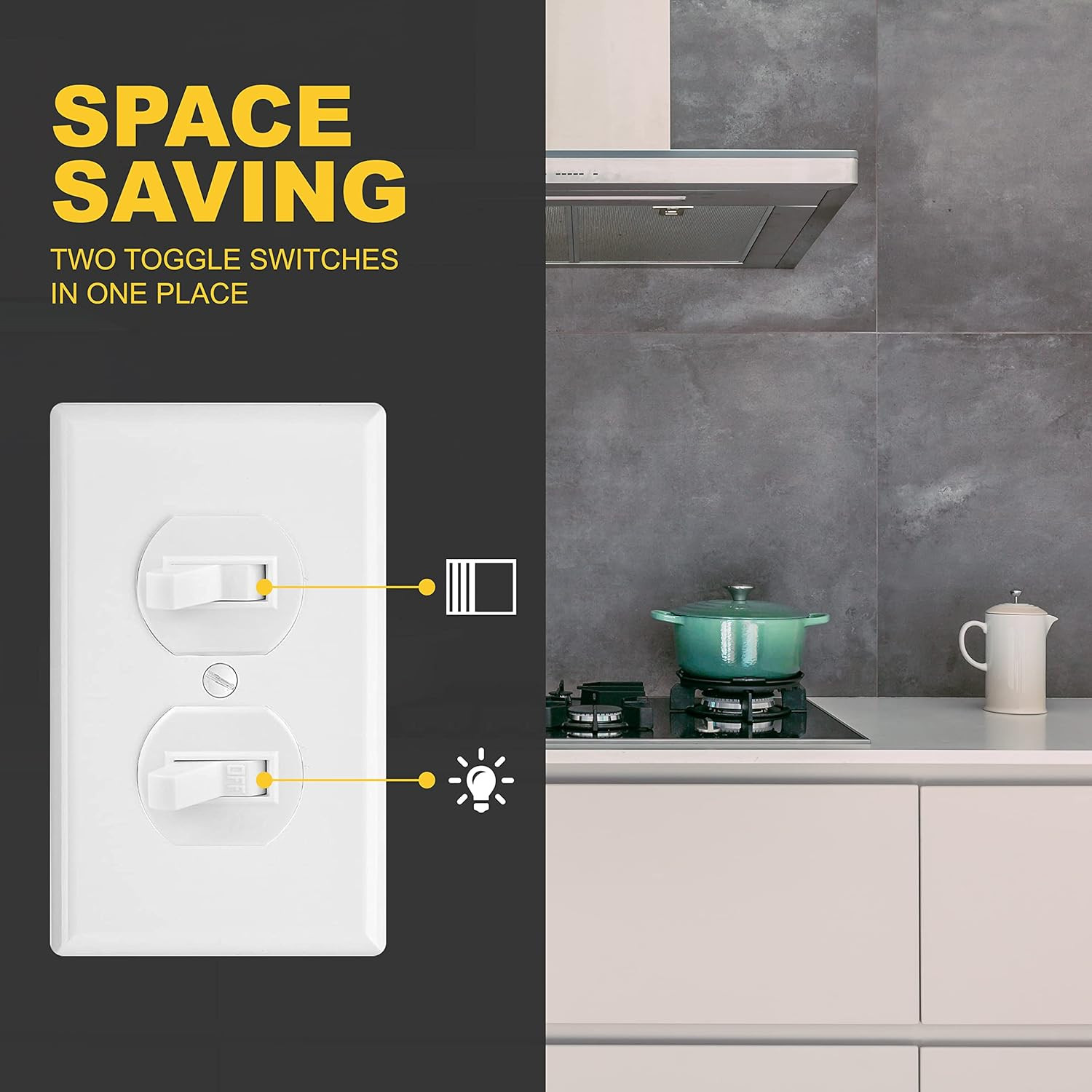 White Double Light Switch (2-Pack) | Two Single-Pole Wall Light Switches in 1-G