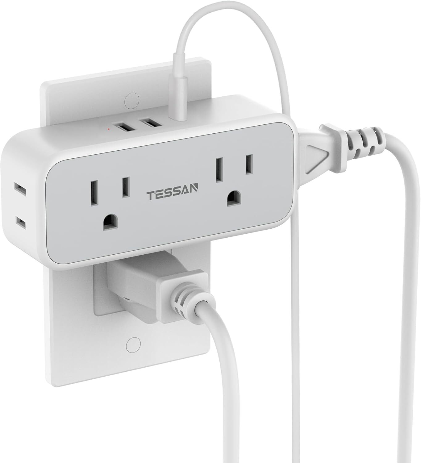 Surge Protector Wall Expander with 4 Outlets 3 USB Port(1 USB C) for Home Office