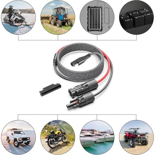 Solar Panel Connectors to SAE Adapter Cable, 11FT 10AWG Solar Extension Cable