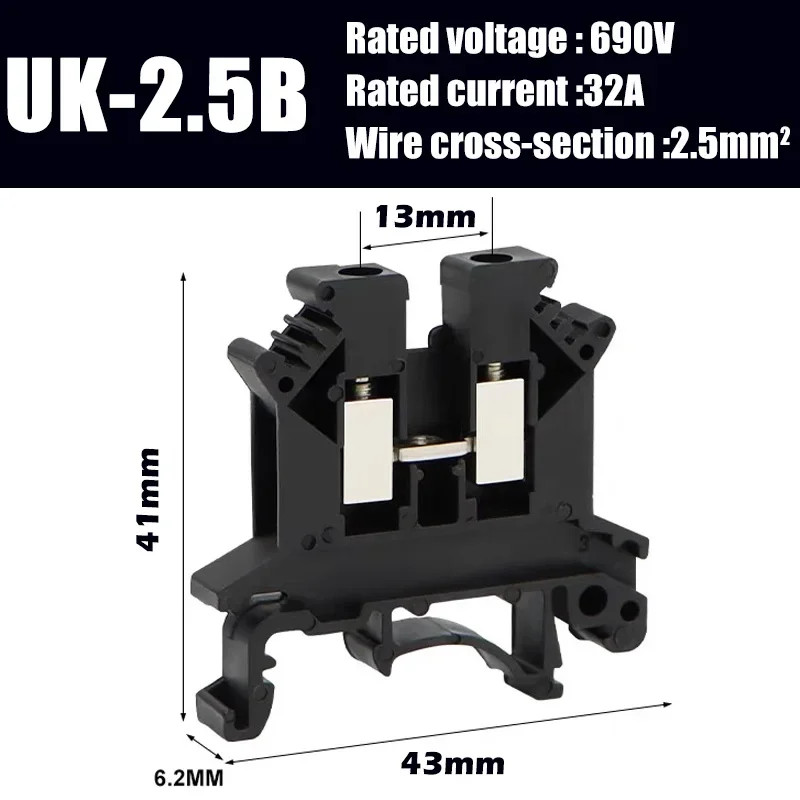 20/50/100Pcs PTTB2.5 Push – in Double Level Din Rail Terminal Block 2 Layer 2.5m
