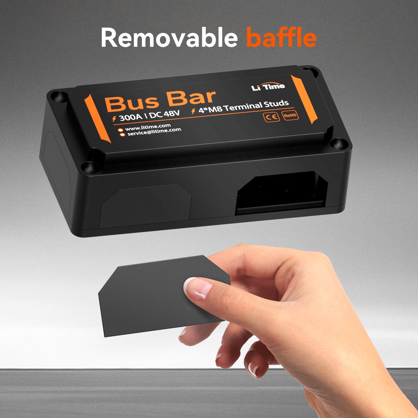 LiTime Red+Black 300A Bus Bar 2Packs for Marine Solar RV Home Electrical System