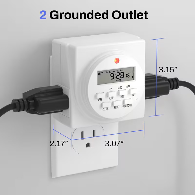 7 Day Heavy Duty Digital Programmable Timer – Dual Outlet-ULTRA-GROW by Planymax