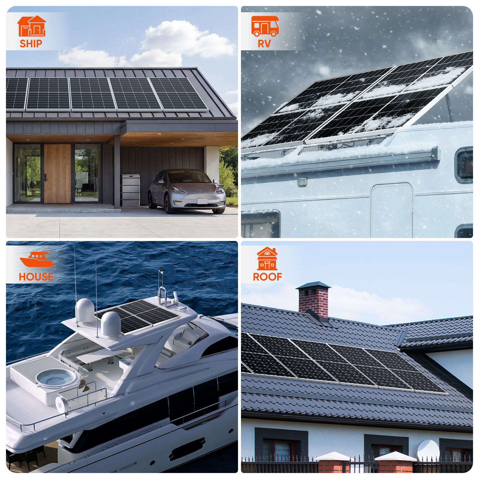 300W 600W 1200W 1800W Mono Solar Panel High Efficiency TOPCon Technology RV Home