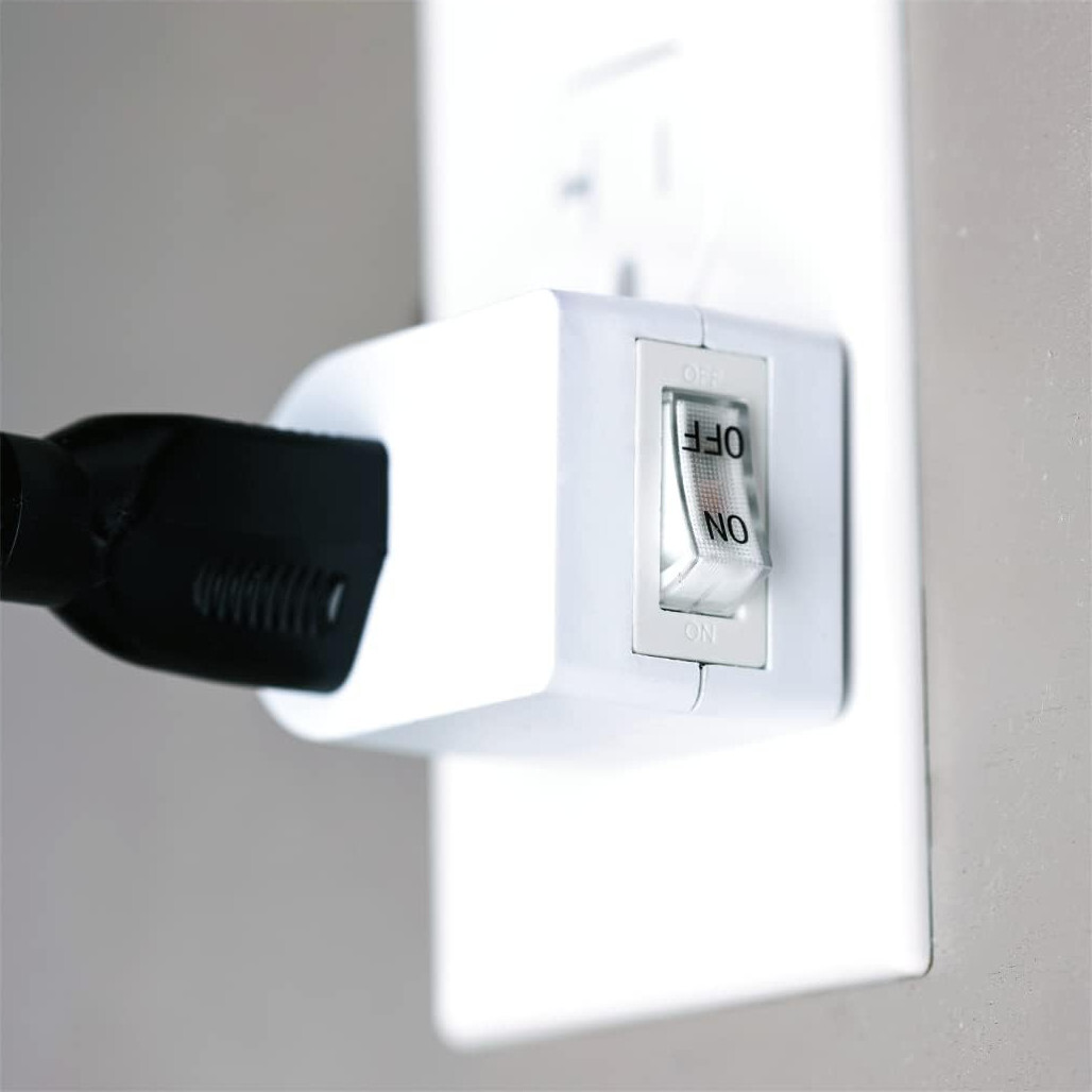Lot of 2, Grounded Outlet On/Off Power Switch with Amber Light, ETL Listed White