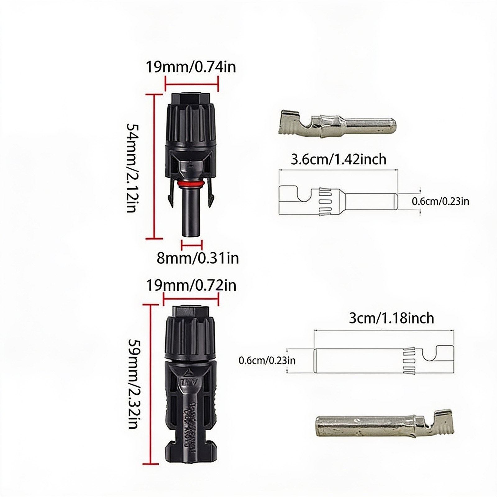 Male Female Wire Cable Connector Set 30A 1000V For Solar Panel Waterproof PV Set