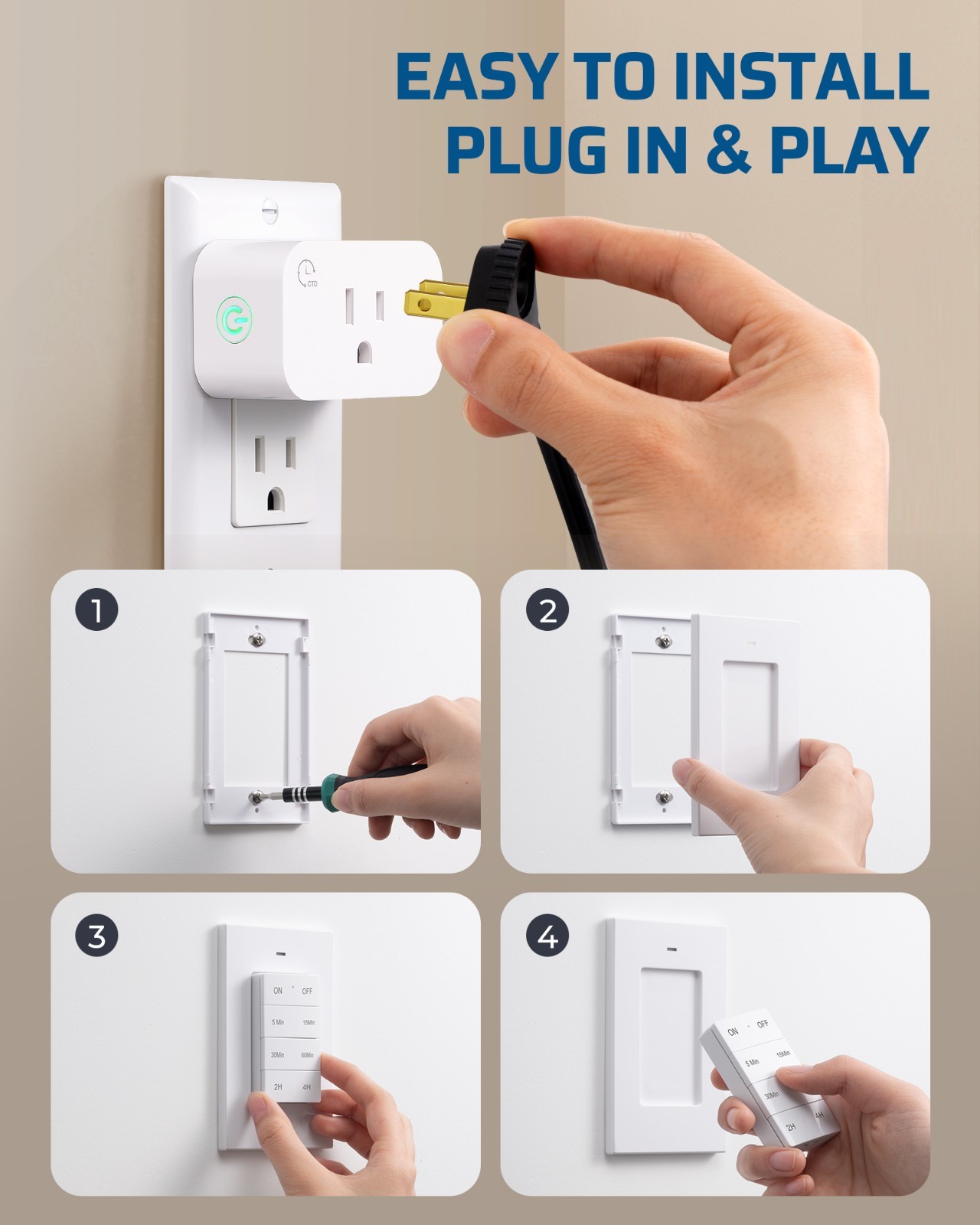 DEWENWILS Remote Control Outlet with Timer,Indoor Remote Timer Outlet,FCC Listed
