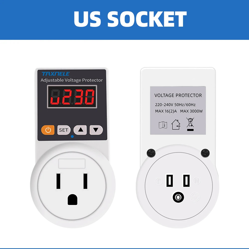 Automatic Voltage Protector 220V 16A Digital Surge Protection Socket EU Plug