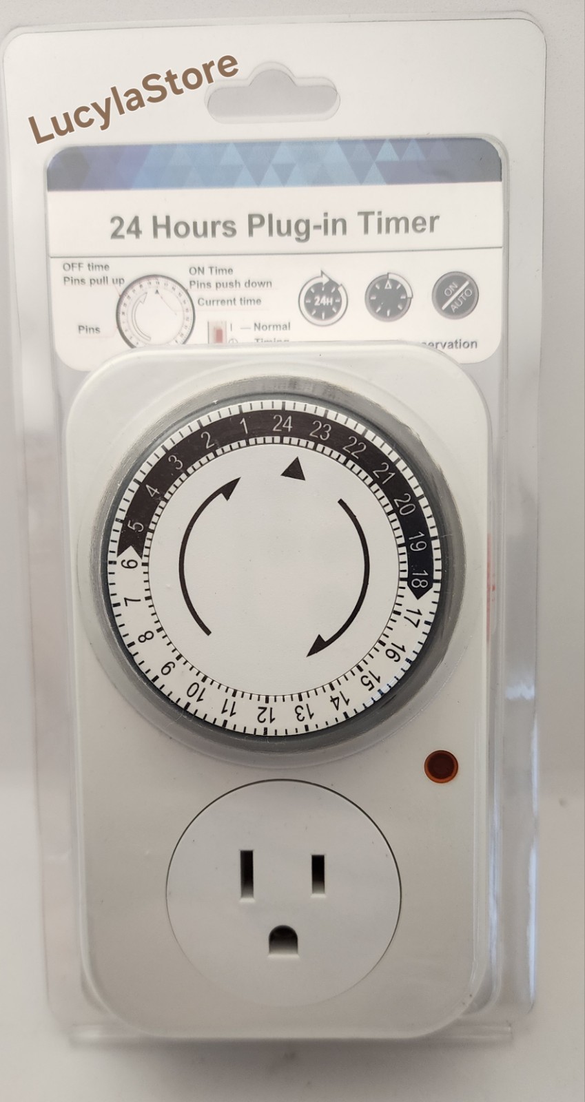 Plug-in Mechanical Timer Model 24 Hours Programmable 15 Amps GMT04A-US New