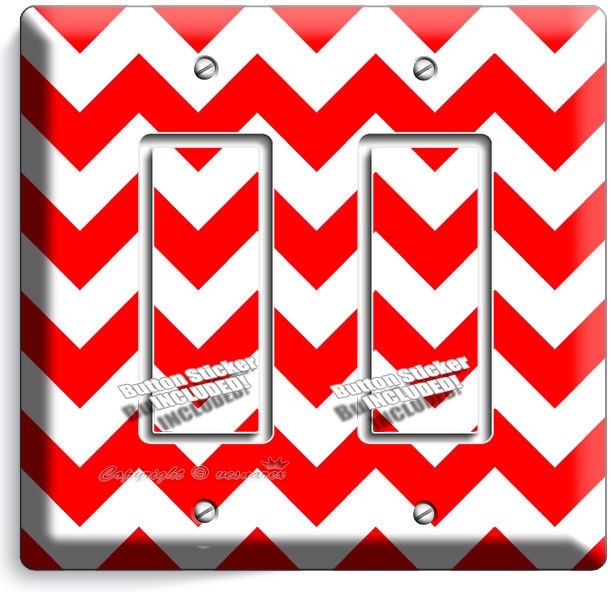 RED CHEVRON ZIG ZAG PATTERN DOUBLE GFI LIGHT SWITCH WALL PLATE COVER HOME DECOR