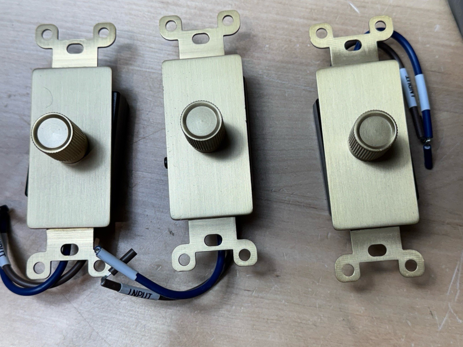 3 QTY – Residence Supply Brass Rotary Dimmer Switch 120V AC Knurled Knob UL