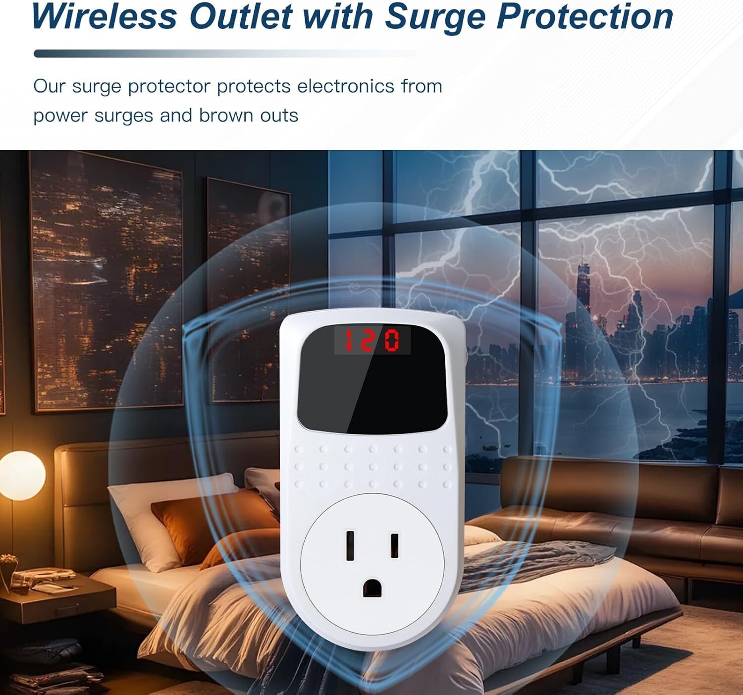 15A Voltage Regulator Surge Protector for Home Appliances, Adjustable, 2 Pack