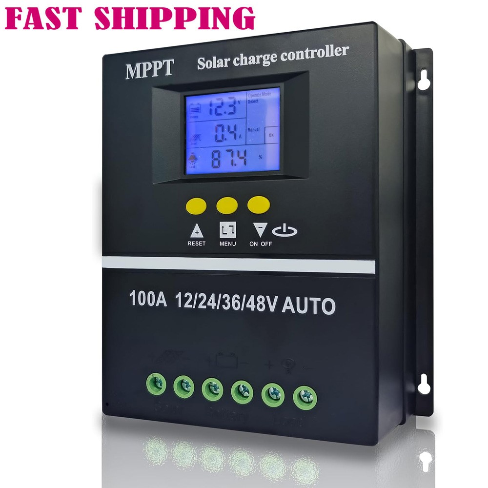 2x 100A MPPT Solar Charge Controller LCD Display Battery Intelligent Regulator