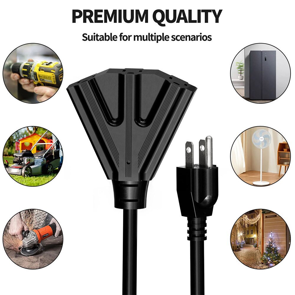 Epicord 6/10/15/25/50Foot 16/3 Outdoor Indoor Extension Cord Heavy Duty 3-Outlet