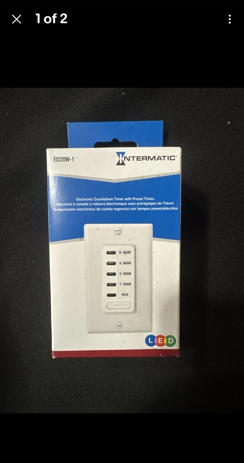 WHF EI220W-1 1/2/4/8 Hour SPST 1800-Watt In-Wall Countdown Timer White Quietcool