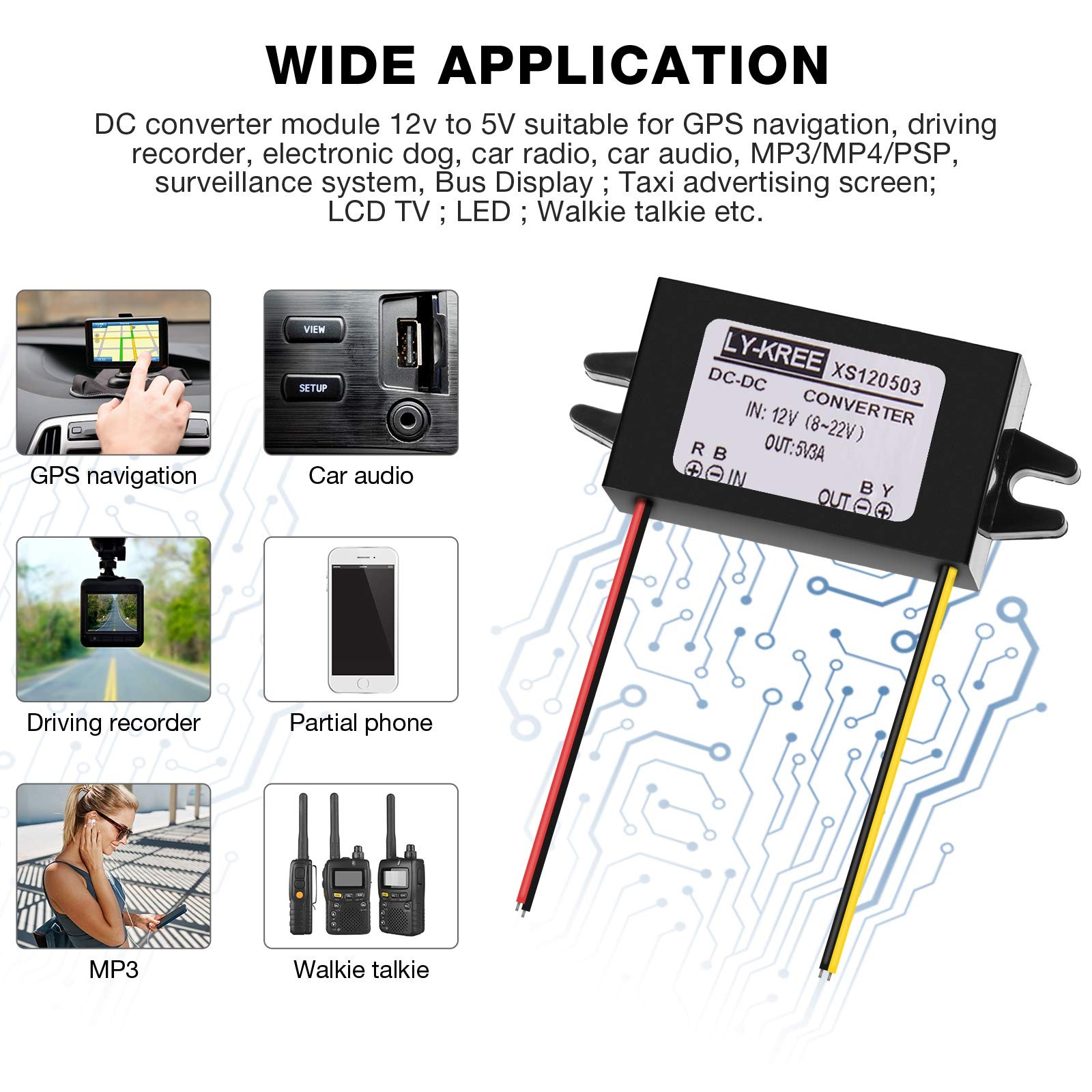 Weewooday 1 Piece Direct Current Converter 12v to 5v 3a 15w Buck Converter…