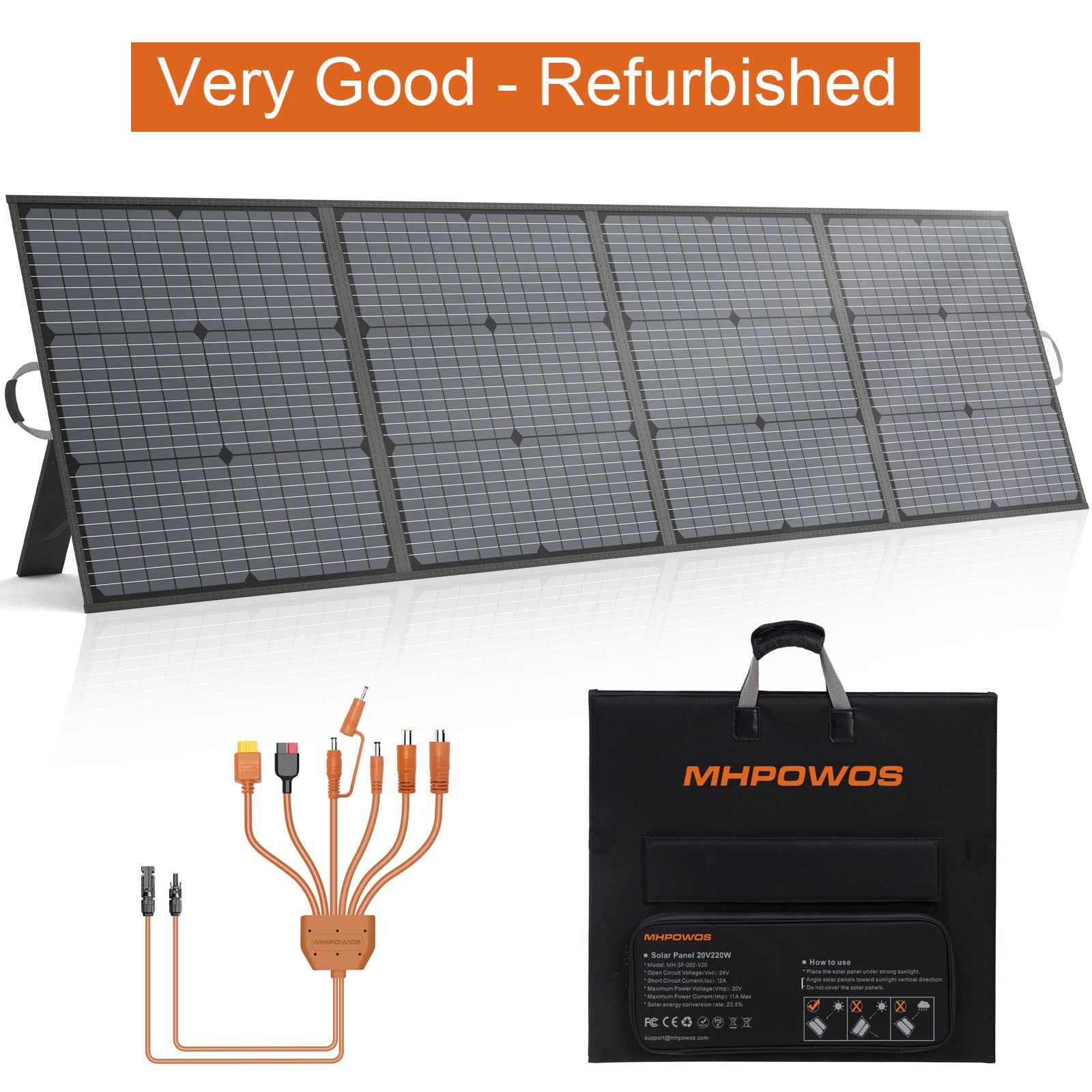 MHPOWOS 220W Solar Panel 20V for Ecoflow Bluetti Jackery Power Station Refurbish