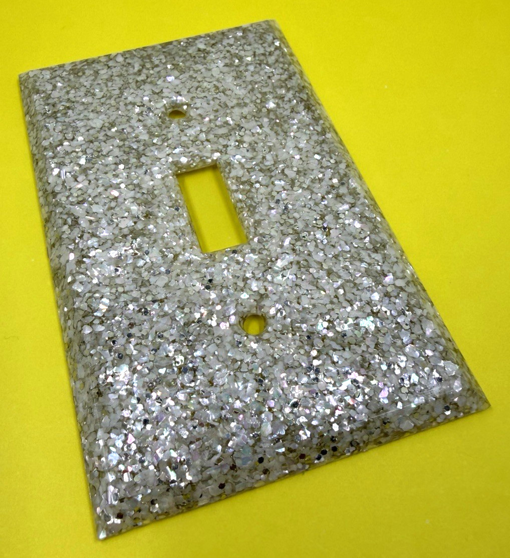 Vintage MCM Lucite Mother Pearl Silver Glitter 4 Light Switch Plate Wall Covers