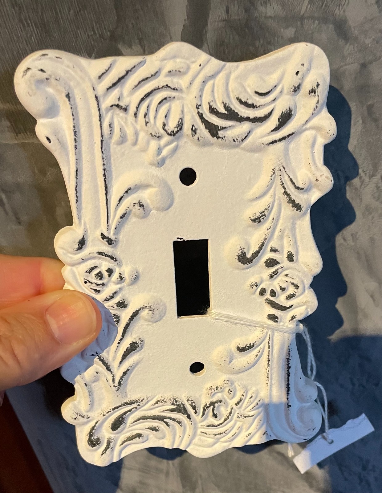 Light Switch Plate Wall Cover Toggle Distressed White Rustic METAL Shabby Chic