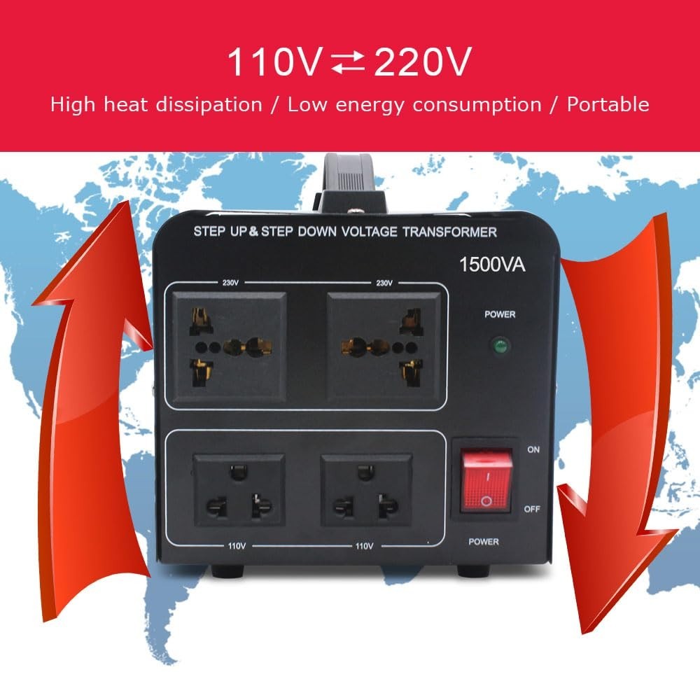 1500W Power Converter 110V/220V w/ Dual Circuit Breaker