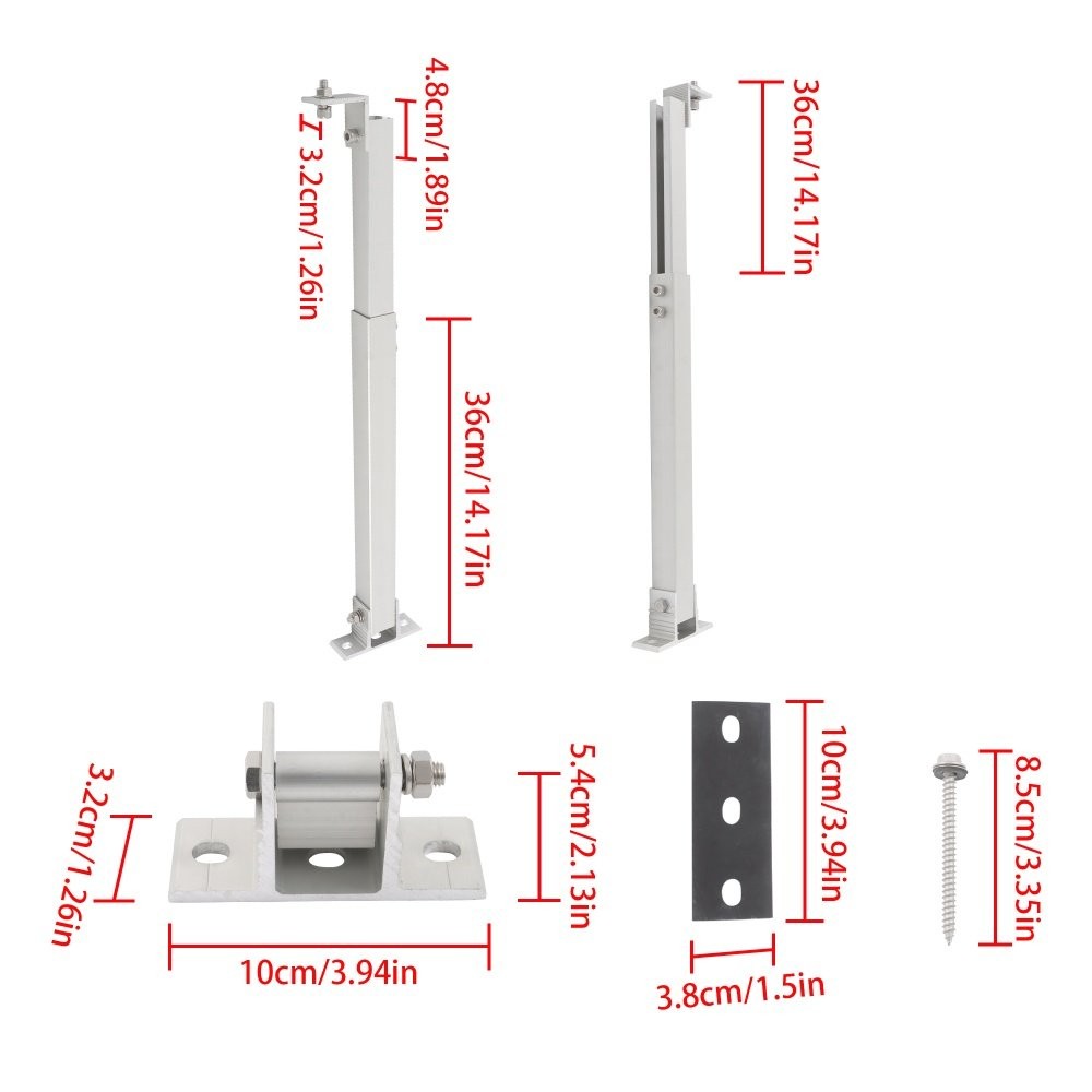 2 Set Adjustable Solar Panel Tilt Mount Brackets Aluminum Alloy Mounting Bracket