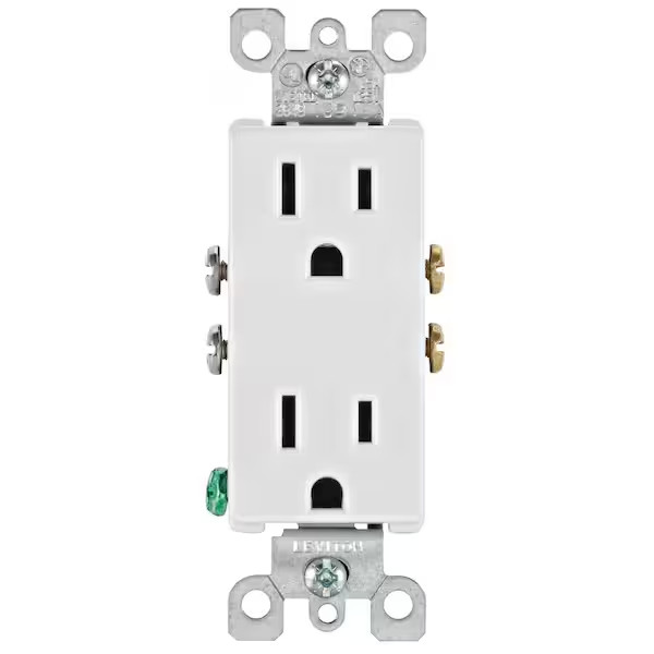 15A 125V Decorator Duplex Outlet White