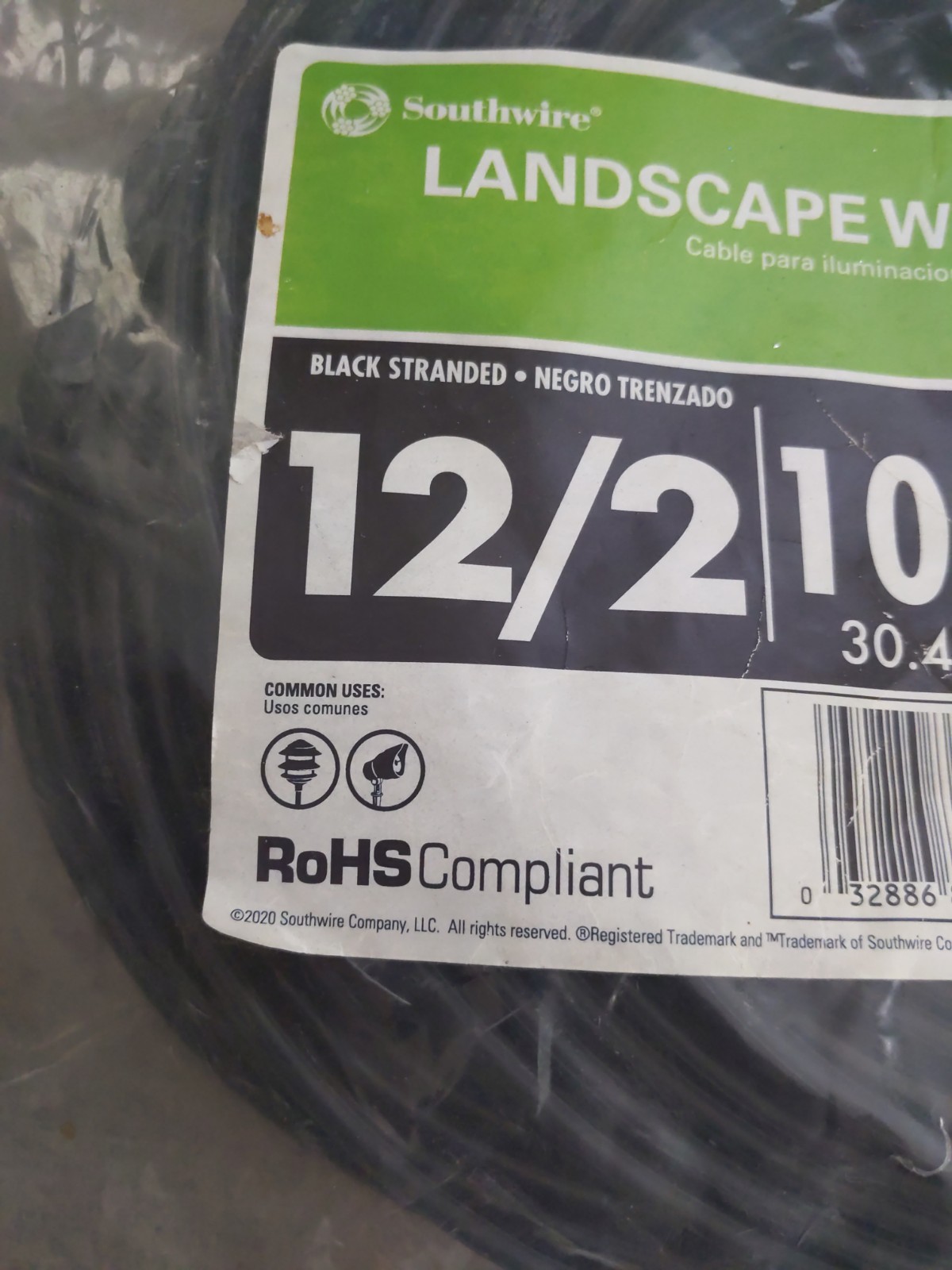 New Southwire Landscape Wire Low Voltage 12/2 Wire 100FT Black 55213443