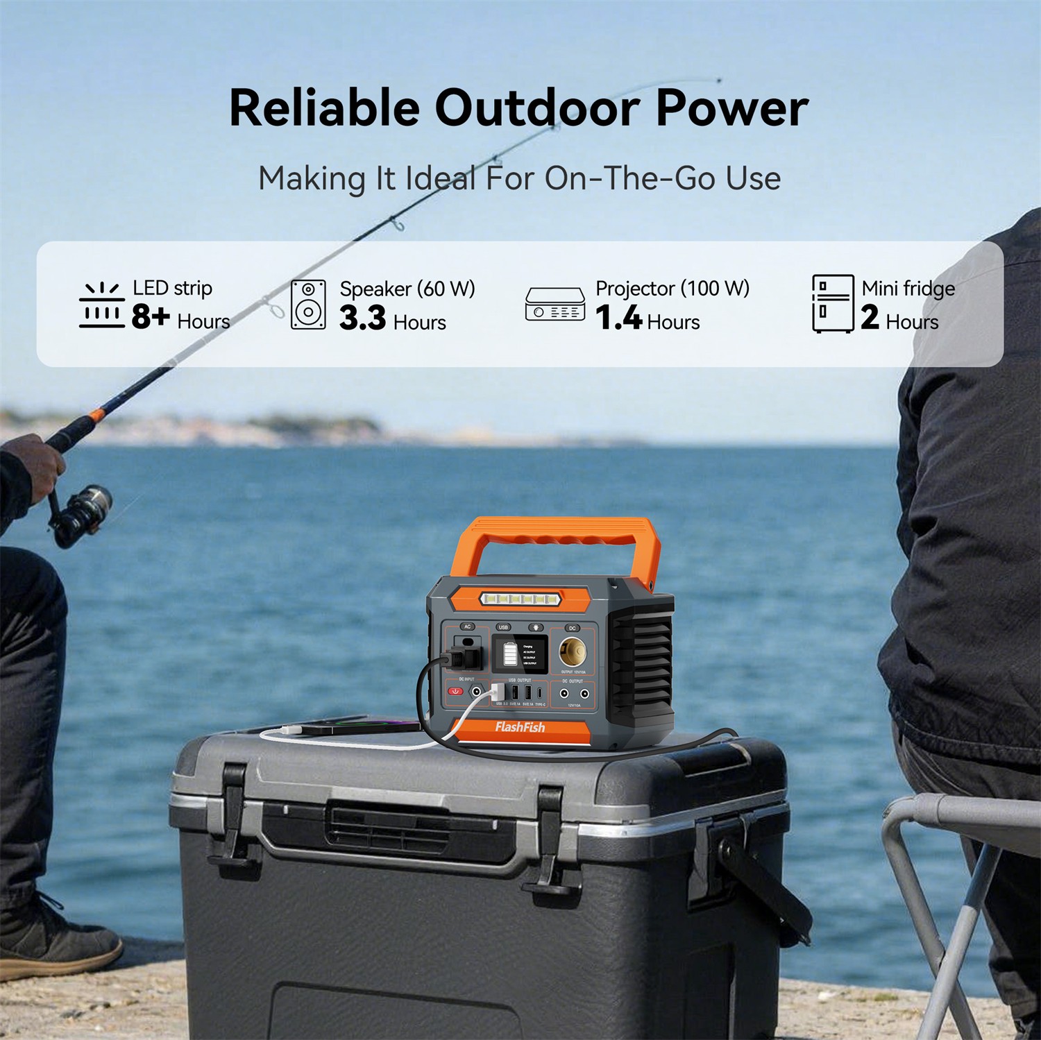 Flashfish 200W 144.3Wh Portable Solar Generator Optional With 60W Solar Panel