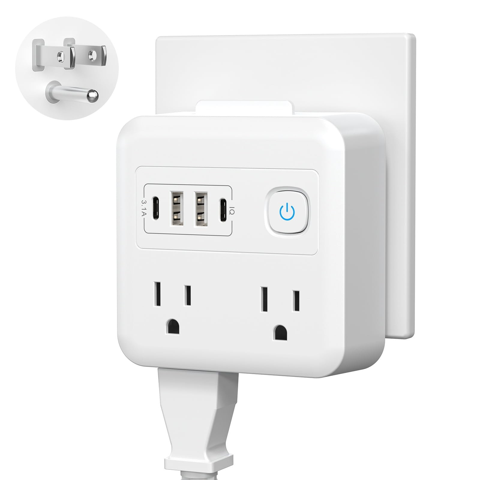 8-in-1 Multi Plug Expander, Outlet Extender with 4 Outlets & 4 USB Ports (2 U…