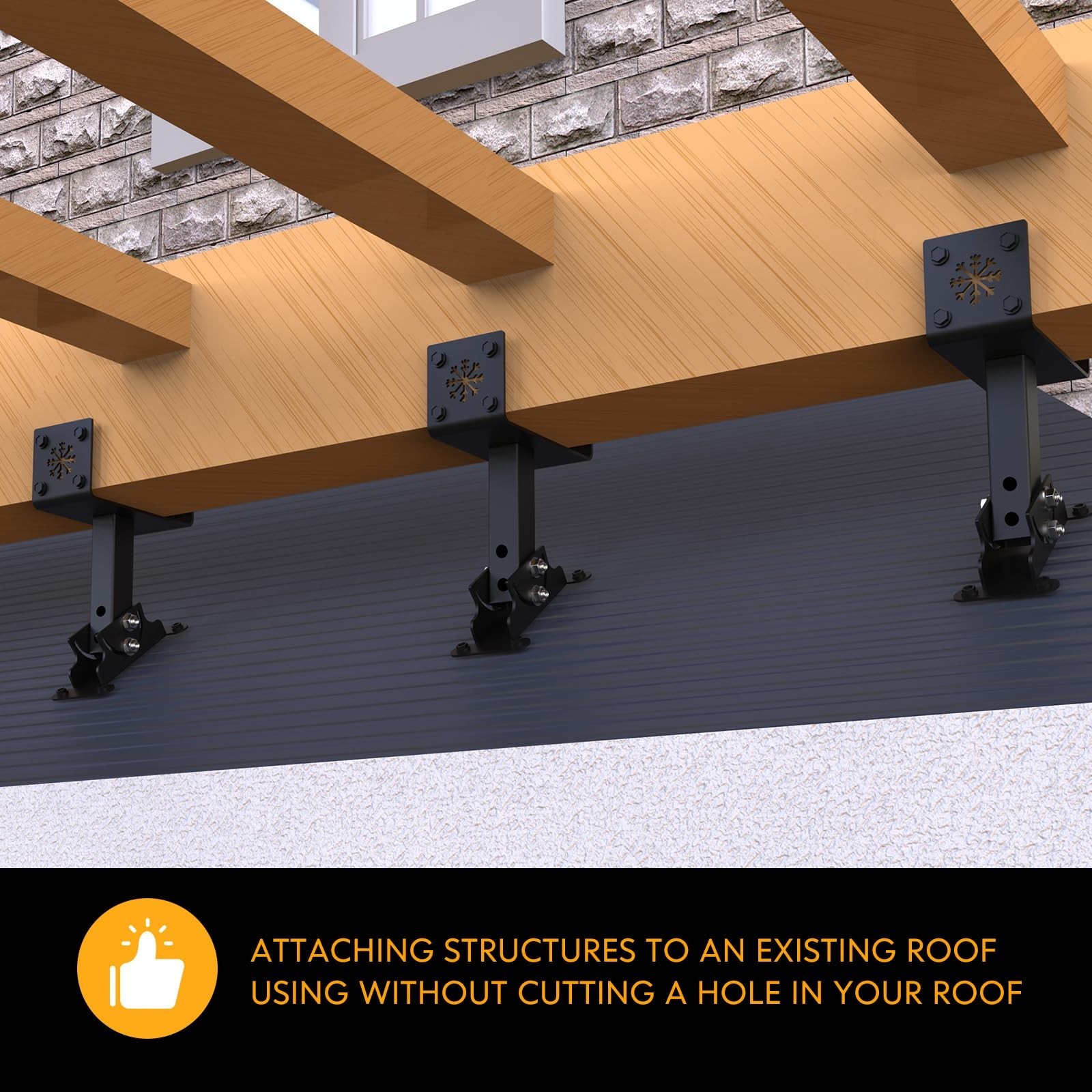 3Pack Heavy Duty Adjustable 5.55″ Pergola Roof Riser Beam Brackets Hardware K…