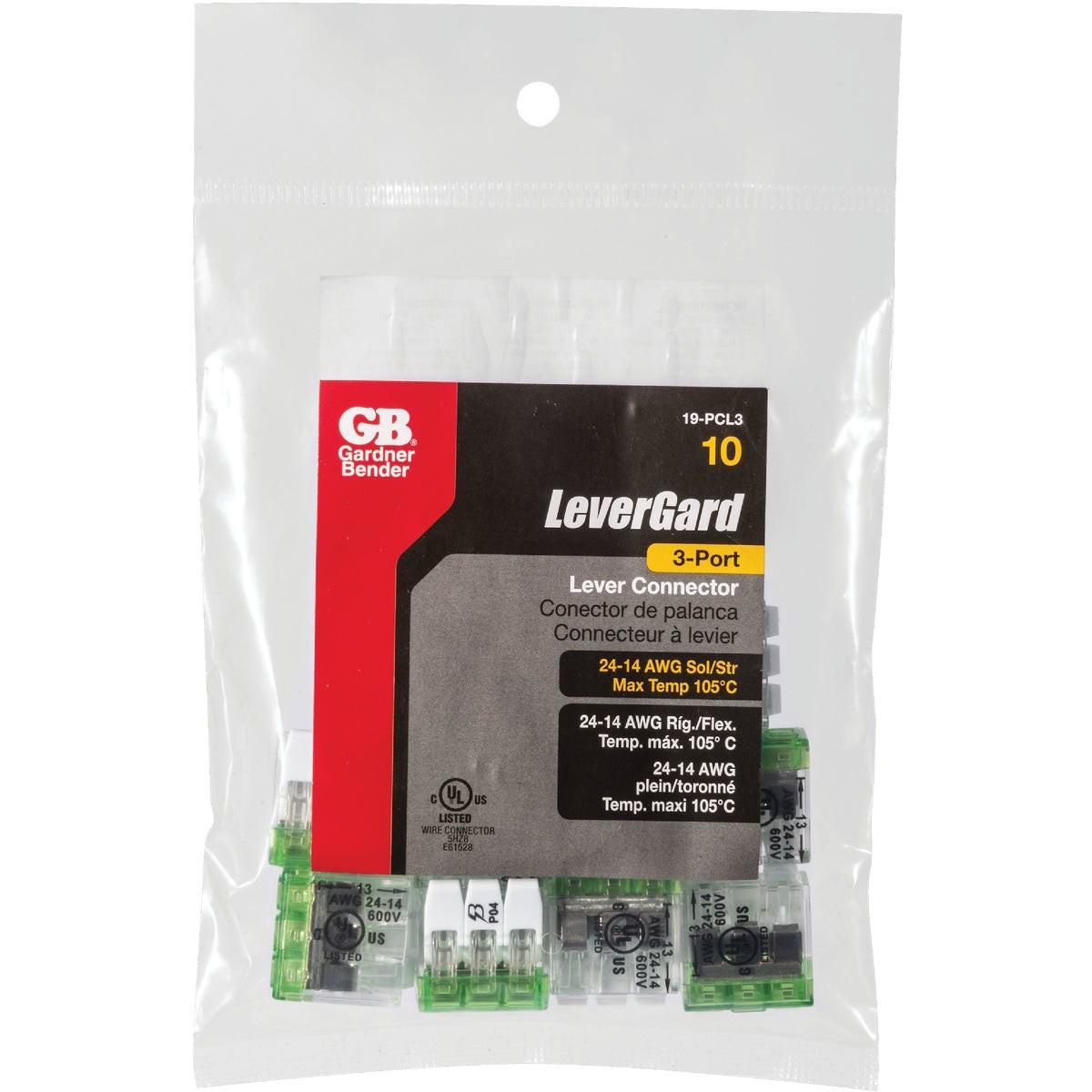 Gardner Bender 3-Port 600V Push-In Connector (10-Pack) 19-PCL3 Gardner Bender