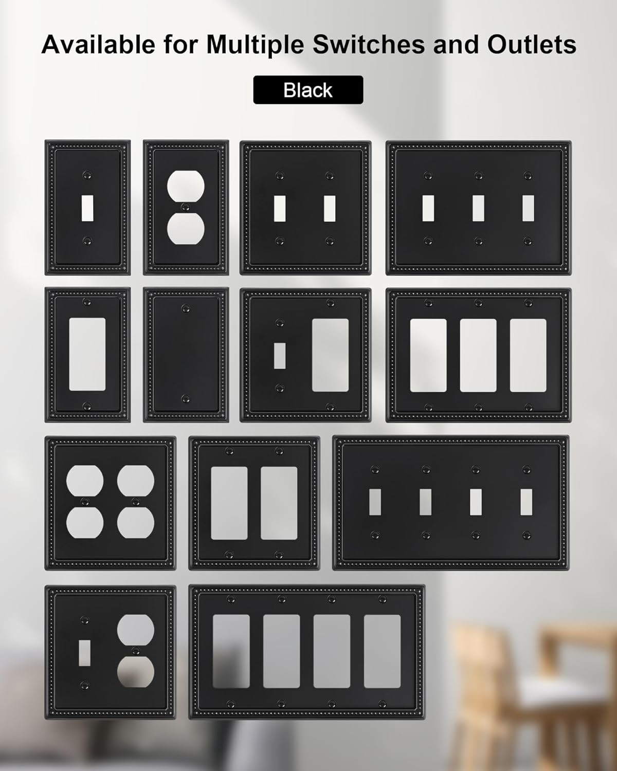 Stylish Black Pearls Light Switch Plate Cover Set – Durable & Elegant 2-Pack