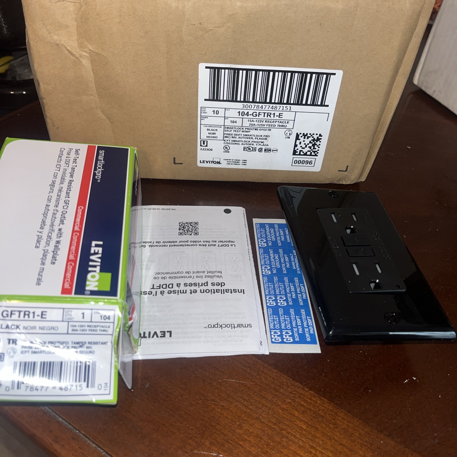 Leviton Gfci CASE-10 leviton 104-gftr1-e NEW