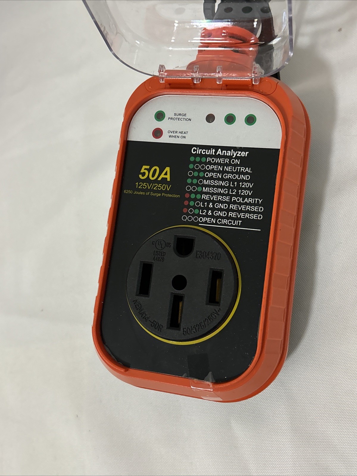 RV Surge Protector 50 Amp 125V/250V 6250 Joules Surge Protector