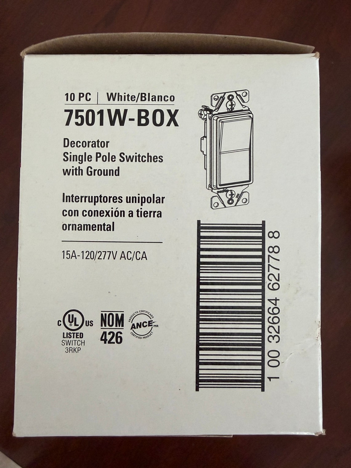 Cooper 7501W White Single Pole Decorator Rocker Light Switches (10 pc) Lot of 3