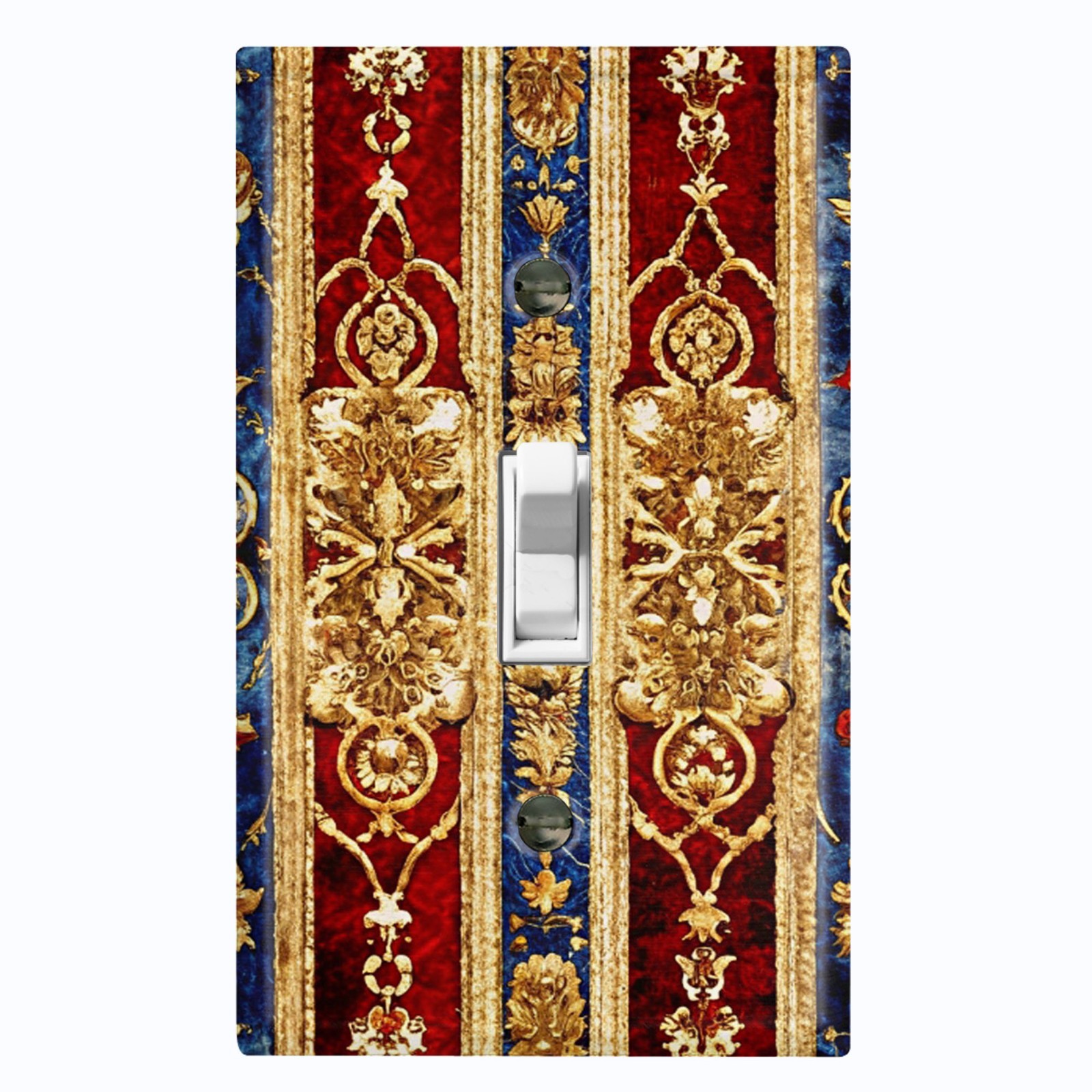 Metal Light Switch Outlet Cover Wall Plate Blue Red Victorian Royal Decor FME165