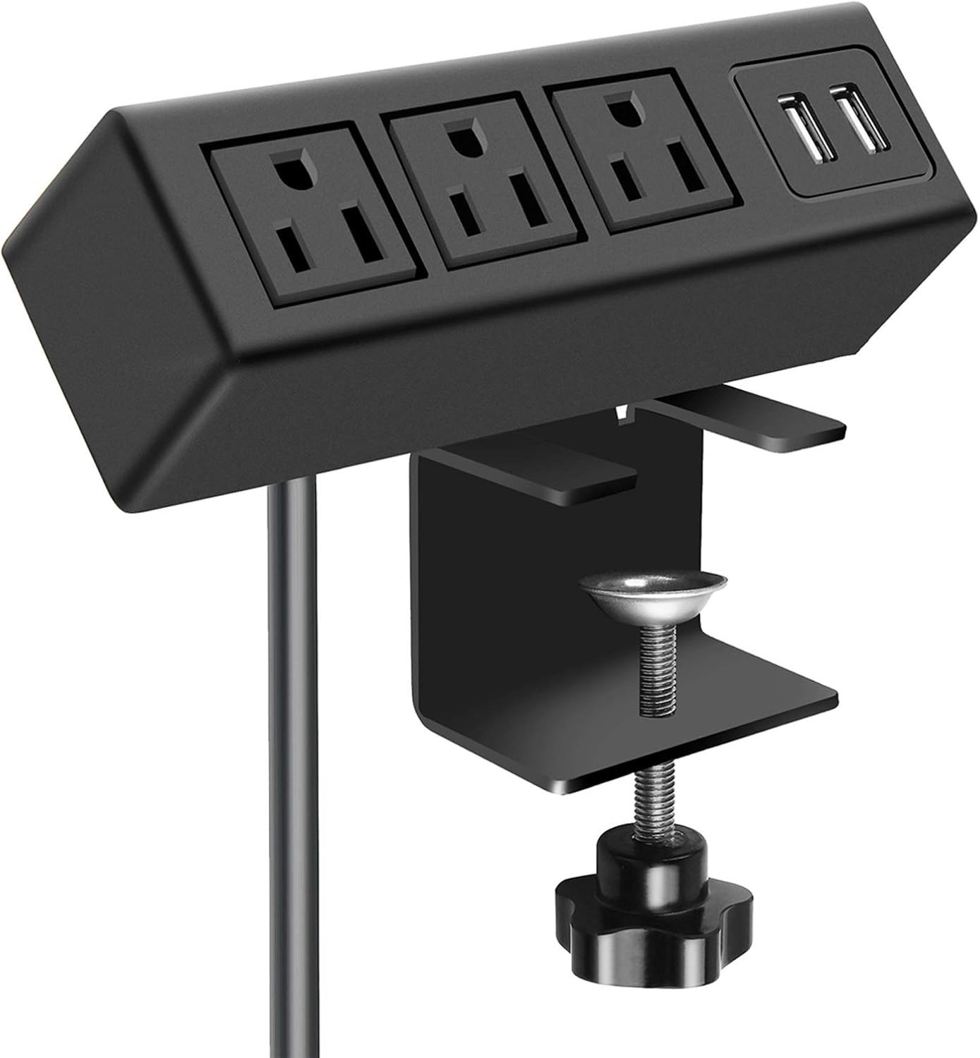 Versatile Desk Power Strip with 3 AC & 2 USB Ports – Clamp Mount for Easy Setup