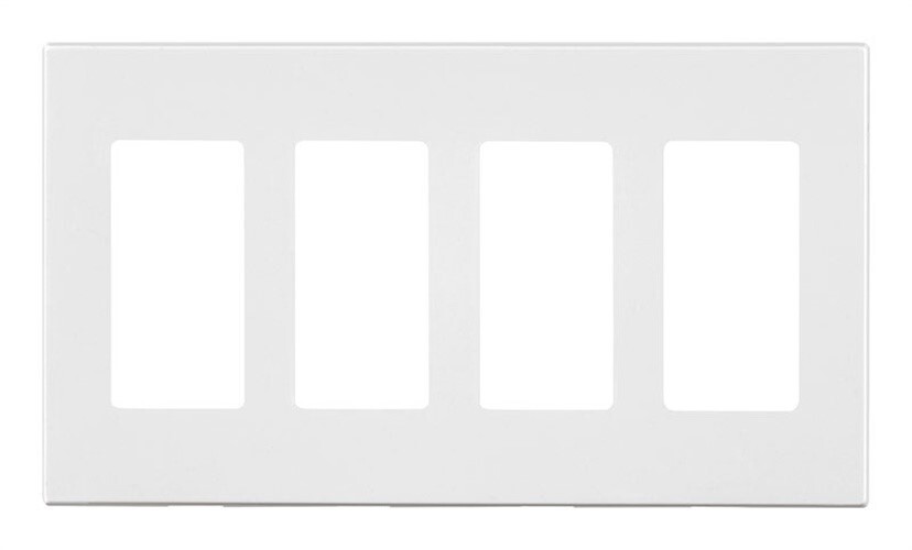 Leviton 80312-W 4-Gang White Decora Plus Snap-On Mount Screwless Wallplate